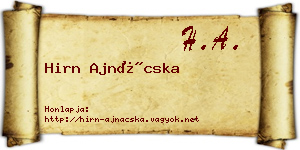 Hirn Ajnácska névjegykártya